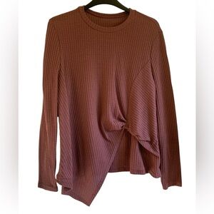 SHEIN pink dusty rose long sleeve sweater large knot design high low front